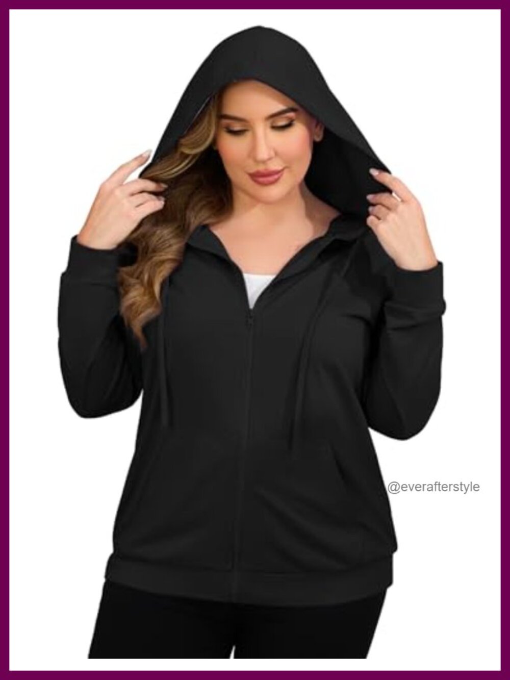 Plus Size Zip Up Hoodie Lightweight Sweatshirt with Pockets Casual